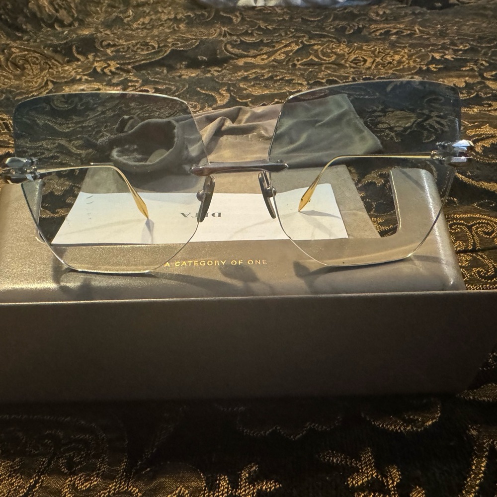 DITA EMBRA DTS155-A-03 Silver Gold Dark Gradient Lens Rimless Sunglasses- New - Picture 16 of 16